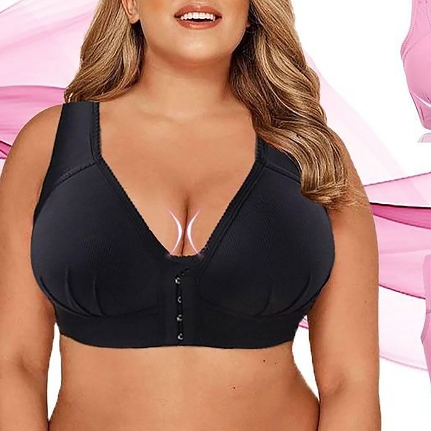 Plus Size Front Closure Wire-Free Sexy Push Up Bra