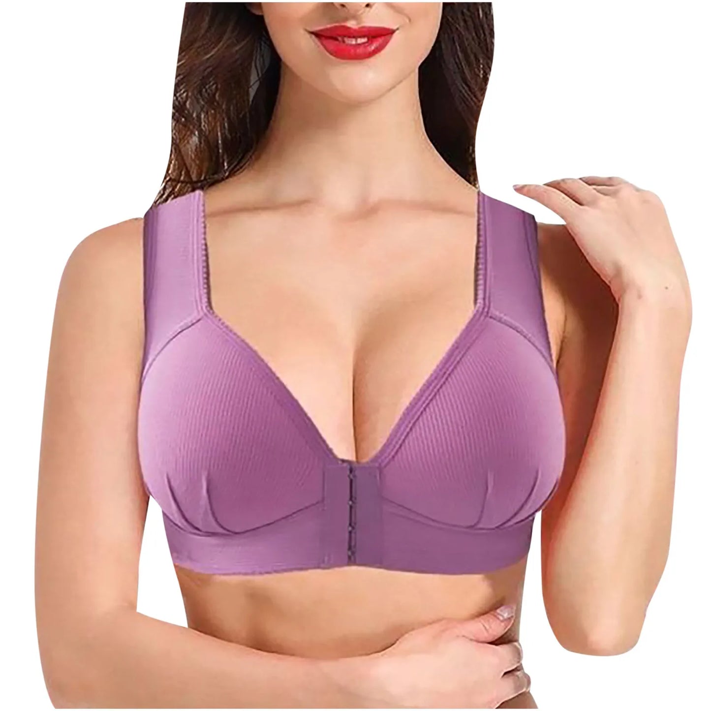 Plus Size Front Closure Wire-Free Sexy Push Up Bra