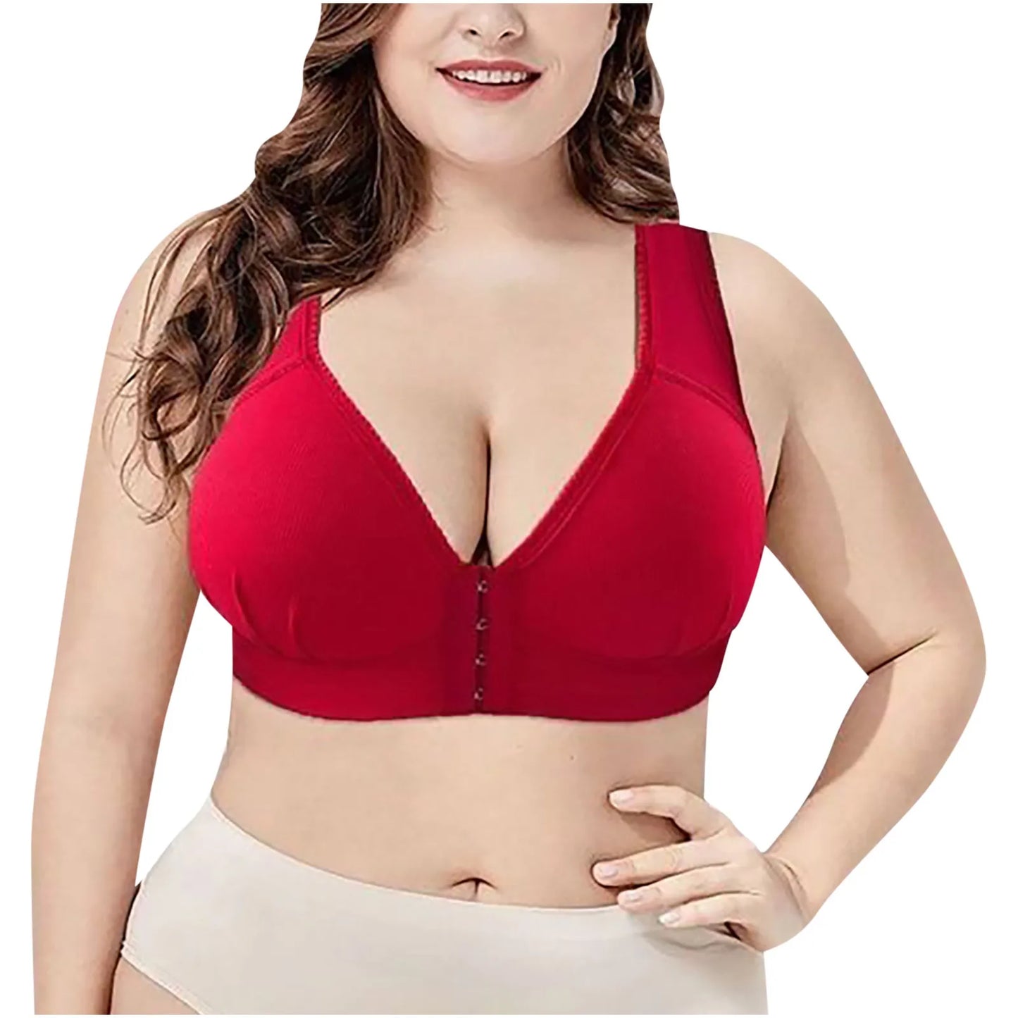 Plus Size Front Closure Wire-Free Sexy Push Up Bra