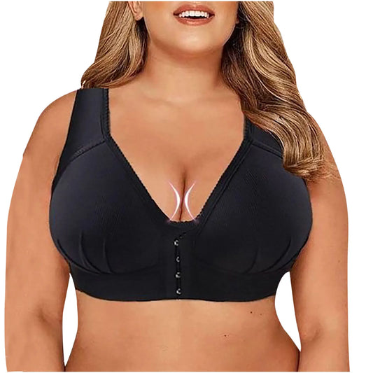 Plus Size Front Closure Wire-Free Sexy Push Up Bra