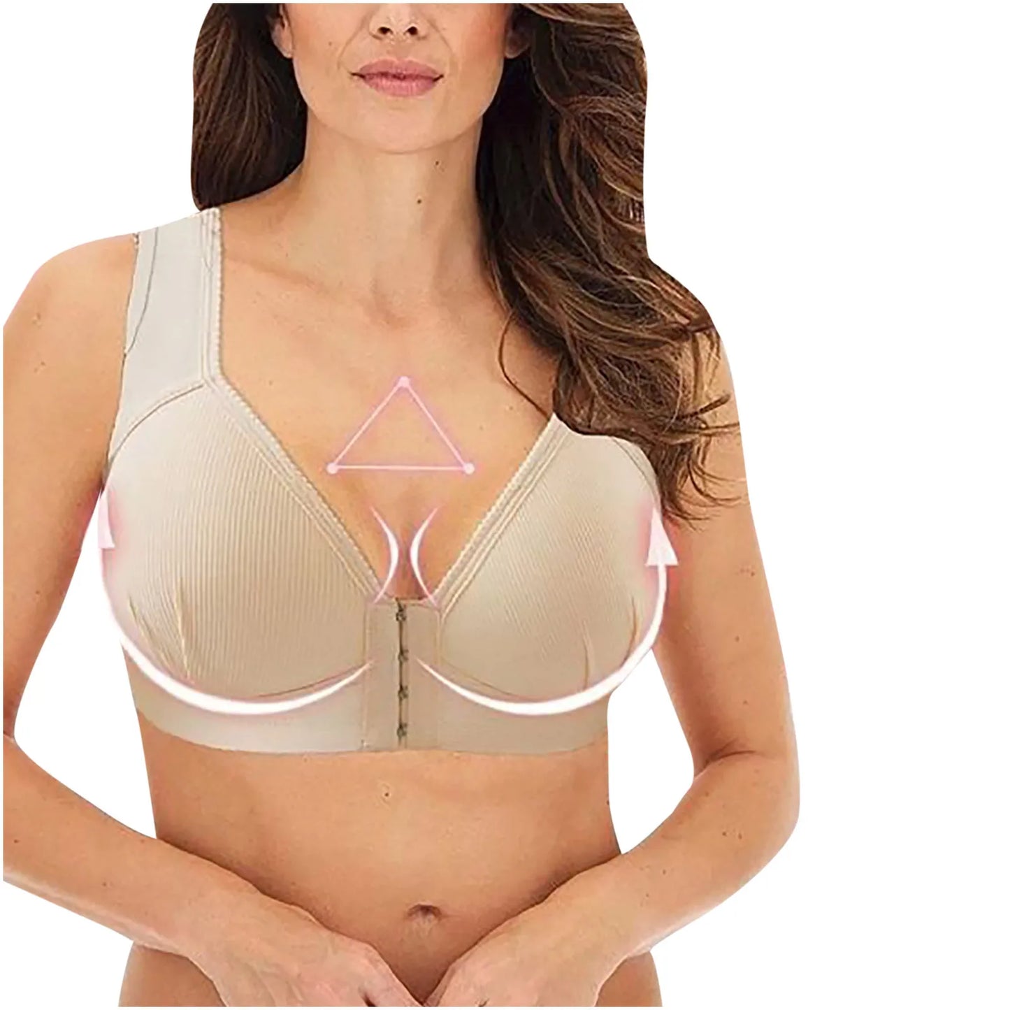 Plus Size Front Closure Wire-Free Sexy Push Up Bra